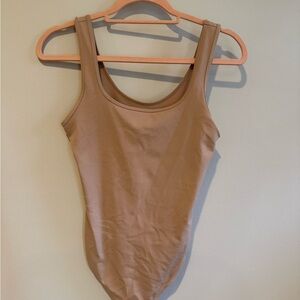 Abercrombie & Fitch Scoop Neck Tank Bodysuit - Tan